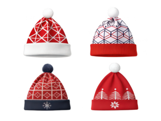 Festive Knitted Hats for Winter Celebrations and Holiday Cheer 1 isolated on transparent background	
