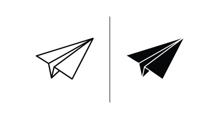 Paper Plane Icon Set: Outline and Filled