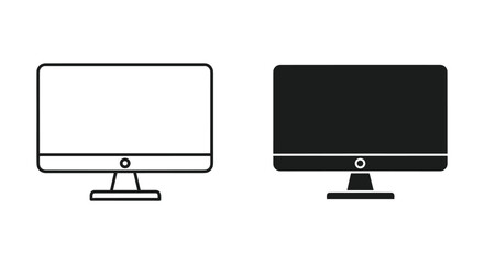 Desktop Monitor Icons: Outline and Solid Styles