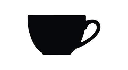 Simple black coffee cup illustration on white background silhouette