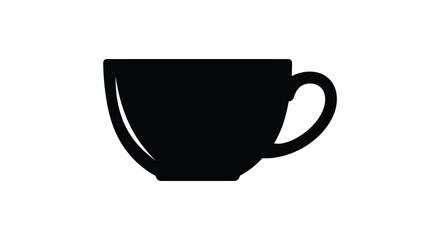 Simple black coffee cup graphic illustration on white background silhouette