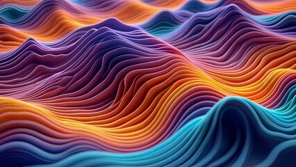 Colorful waves in a wavy pattern display different shades and gradients in a digital artwork