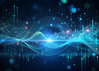 Abstract blue digital waveform and network connections