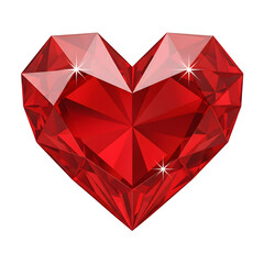 Stunning 3D Render of a Deep Red Heart-Shaped Gemstone with Brilliant Faceting, Symbolizing Love, Luxury, and Passionate Affection