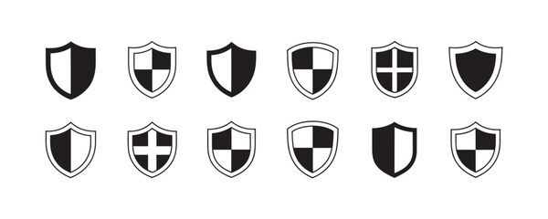 Safeguard your brand with a versatile collection of shield icons for security, protection, and trust, perfect for any business or organization