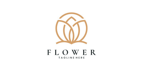 Minimalist floral line art logo design