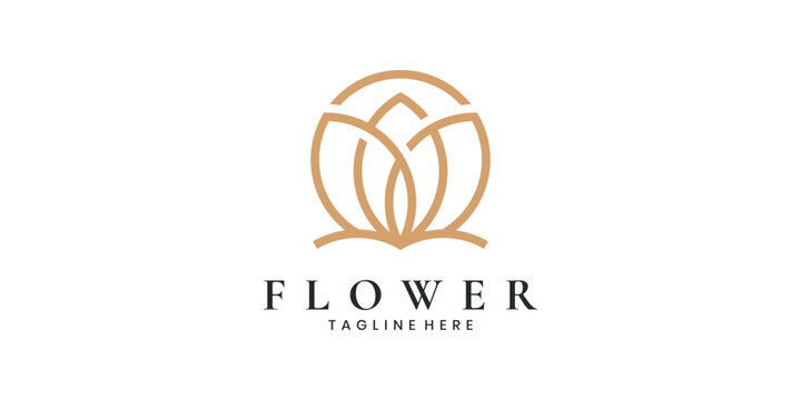 Minimalist floral line art logo design