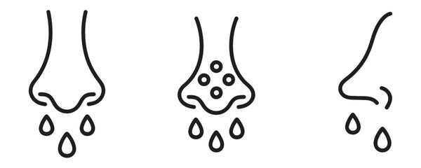 Seasonal allergies illustration for cold and flu season healthcare products and marketing, showcasing congestion and runny nose in minimalist style