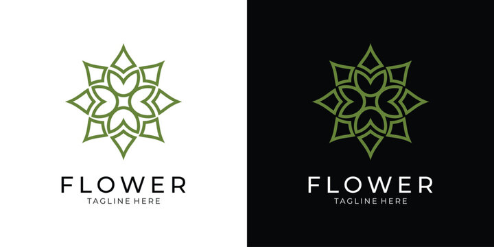 Geometric floral line art logo design - Powered by Adobe