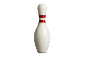 Bowling pin standing isolated on a transparent background, ready for a game, fun, or competition