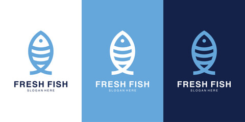 Seafood fresh fish logo design label