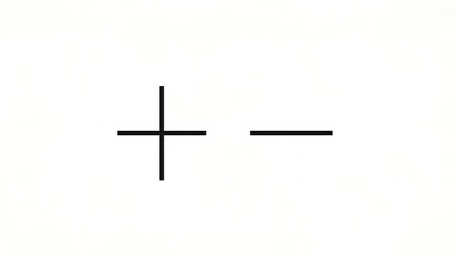 Dynamic grid of plus and minus symbols evolving with fades and a partial reveal of a black screen
