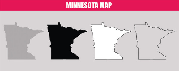 Fototapeta premium Minnesota State Map Vector Illustration with Different Style Variations