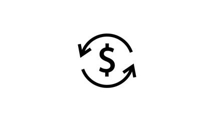 Circular arrows indicating a continuous loop around a dollar sign symbol representing financial exchange or money circulation - Powered by Adobe