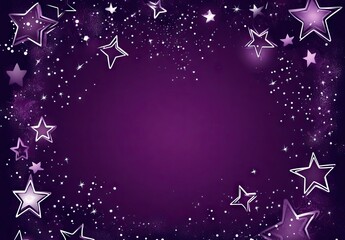 A purple background with white stars and sparkles along the edges