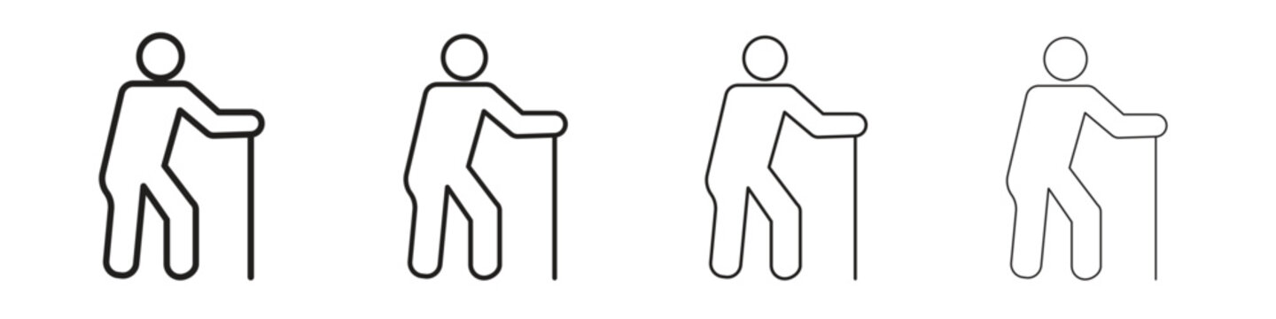 Person walking with cane icon, Set vector logo design templates,