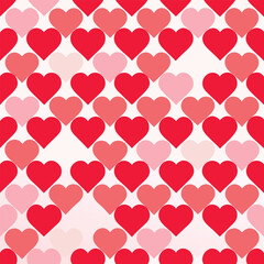 Seamless pattern of red and pink hearts on a light background Keywords: heart, hearts, love, romance, valentine, valentines day, pattern, seamless