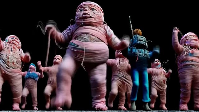 Surreal Whimsical Animation and Fantastical Characters Parade: A Colorful Artistic Expressionism in Unconventional Visual Art and Minimalism