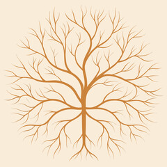 Stylized bare tree branches forming a circular symmetrical pattern on a light background vector illustration