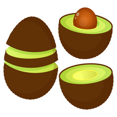Sliced and Halved Avocados with Pit