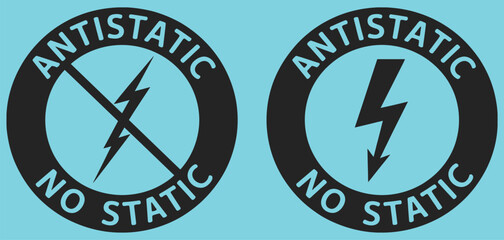 antistatic symbol icons, vector warning signs for electricity hazard, lightning bolt danger, and static discharge protection, ideal for safety manuals, electronic equipment labeling, industrial.
