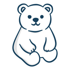 Simple sitting polar bear outline icon cartoon mascot graphic element