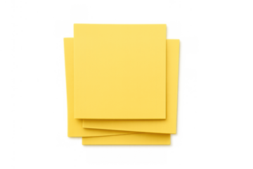 Stacked yellow sticky notes for reminders and planning, a blank notepad ready for important messages, transparent background
