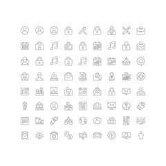 Collection of Line Icons Representing Business and Technology Concepts.