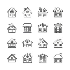 Fototapeta premium Collection of House Icons in Outline Style.