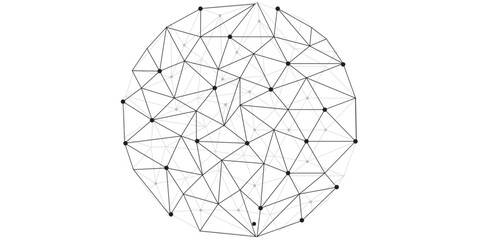 Abstract geometric background with connecting dots and lines with low poly triangle shapes. Polygonal Mesh Background Vector design digital technology concept Global network connection data structure  © Kainat 
