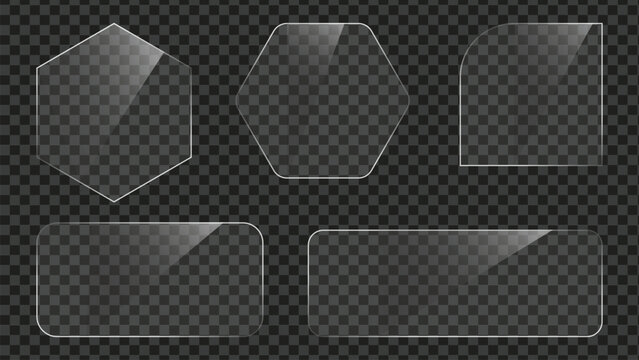 Glass plate frame Glossy window glass with reflections isolated on transparent surface