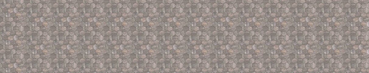 Beige and brown hexagonal stone mosaic with natural textured pat