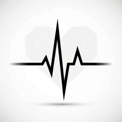 Heartbeat Line with Heart Shape, Medical Health Concept.