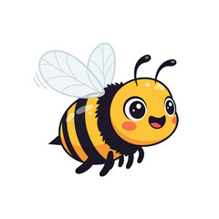 Adorable Cartoon Bee Flying with a Cheerful Expression.