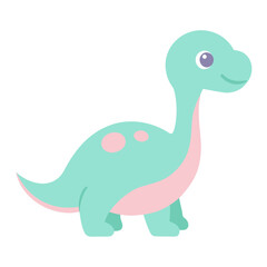 Cute teal dinosaur with pink spots and belly