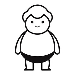 Simple line drawing of a cute chubby character