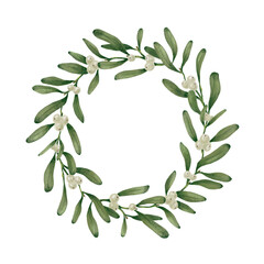 Minimal Mistletoe Wreath &mdash; Christmas Botanical PNG