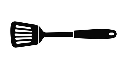 Black and white spatula cooking utensil icon illustration in silhouette style silhouette