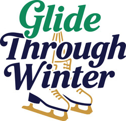 Glide through winter with festive ice skates and decorative typography for seasonal celebrations