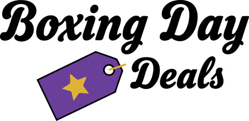 Boxing day deals sale tag with star icon for holiday shopping promotions and discounts