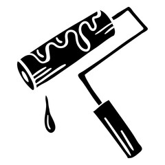Hand drawn paint roller black