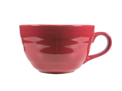 A vibrant red teacup or mug in a minimalistic view 