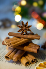 On the table there is New Year's tea 2026, coffee, gingerbread and pine cone cookies.
