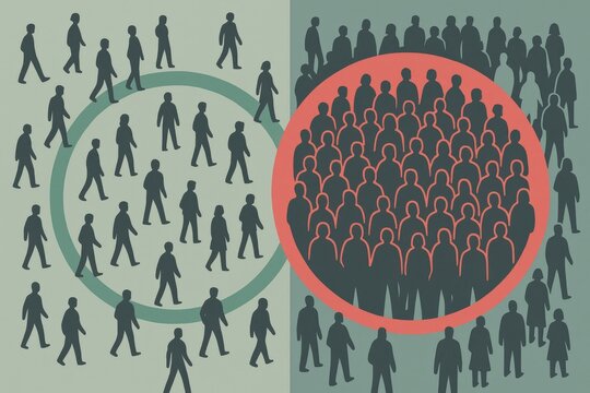 Illustrative depiction of social dynamics illustrating the interplay between individualism and collectivism emphasizing behavioral patterns and group identity formation