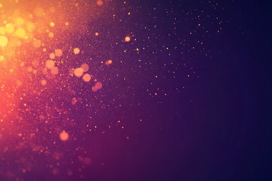 Abstract glowing particles and bokeh effect on a dark gradient background