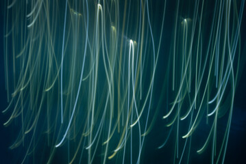 Background with bright light blue and green lines, floating in the air.