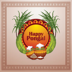 Vector illustration of happy pongal celebration background
