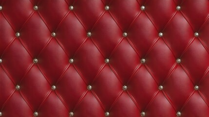 Fototapeta premium Luxurious Red Tufted Leather Background with Diamond Accents Creating a Rich and Elegant Decorative Texture