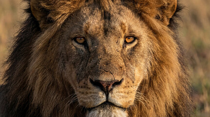 close up portrait of a lion