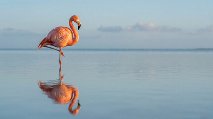 pink flamingo in the water